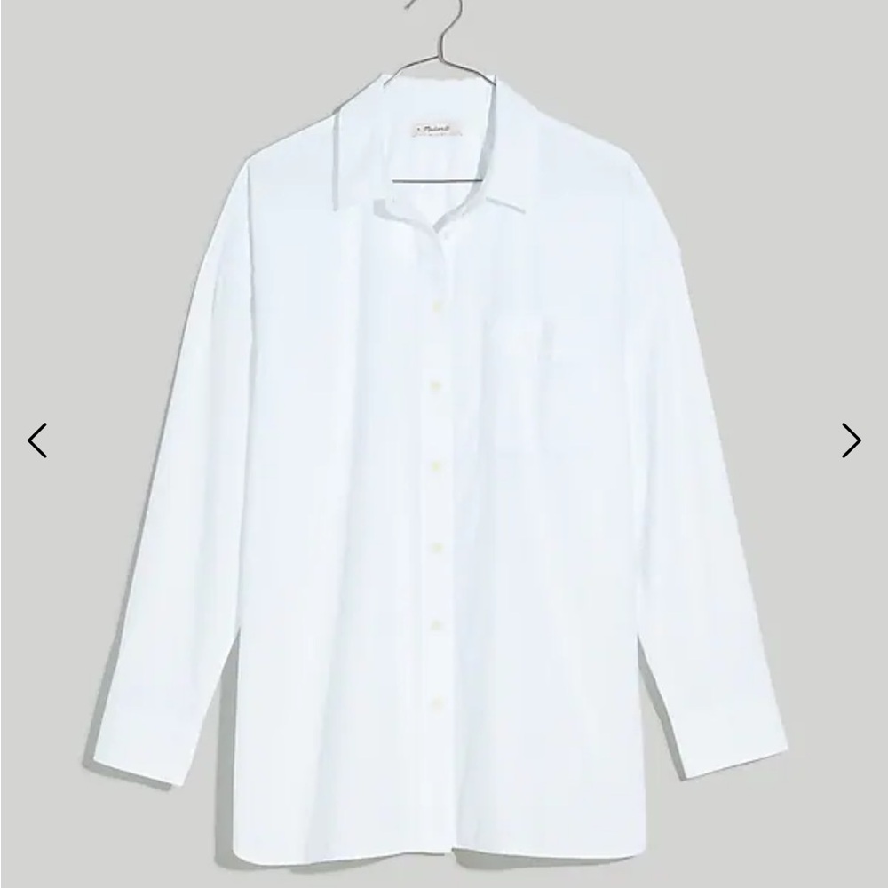 Madewell Signature Poplin Oversized Shirt in White